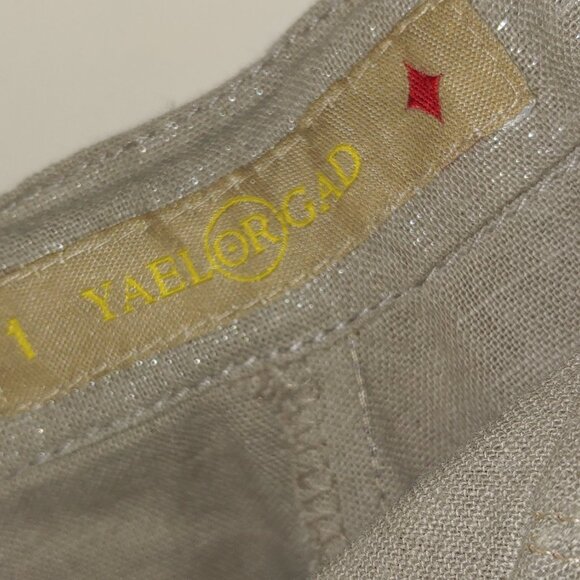 YaelOrgad Linen Blend Draped Wide Harem Convertable Pants Shimmer Cream M - Picture 5 of 8